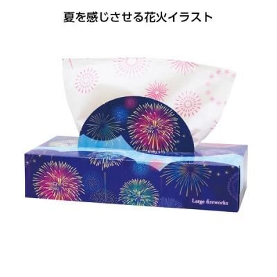 ノベルティ 販促品 粗品 景品用としてオススメな 国産 大輪花火boxティッシュ120wです