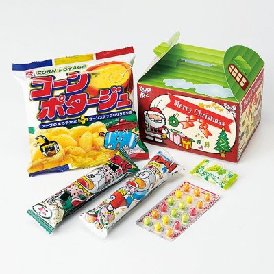 ノベルティ 販促品 粗品 景品用としてオススメなクリスマスボックス お菓子５点セットです