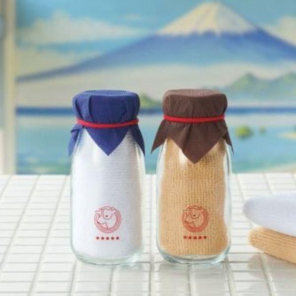 ノベルティ、販促品、粗品、景品用としてオススメな牛乳瓶入りハンカチ