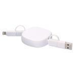 ノベルティ・粗品で人気の「 リール式3in2ケーブル A/ホワイト」