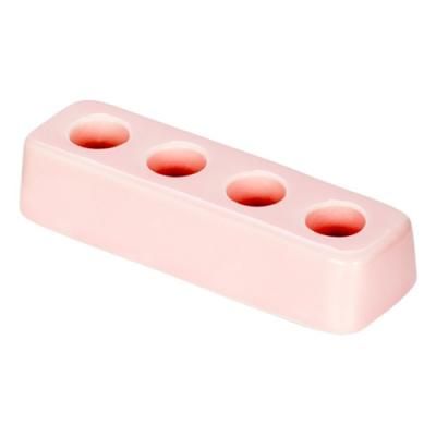 ノベルティ 販促品 粗品 景品用としてオススメな陶器歯ブラシスタンド スクエア ピンク です ノベルティ 販促品 粗品 景品用としてオススメな陶器歯ブラシスタンド スクエア ピンク です