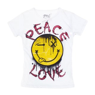 Tract|トラクト 通販|大阪正規取扱店舗|最短翌日着|SMAILE　PEACE&LOVE半袖Tシャツ｜ホワイト