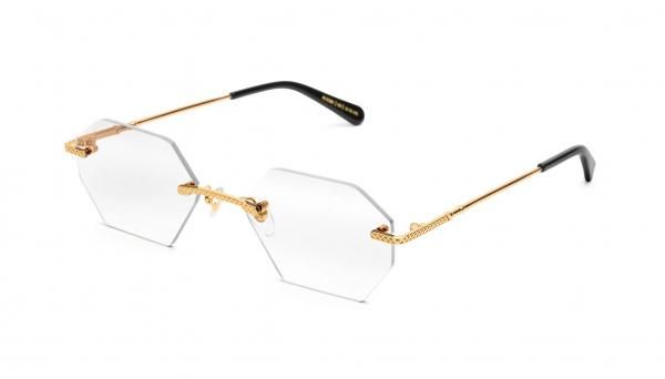 <img class='new_mark_img1' src='https://img.shop-pro.jp/img/new/icons5.gif' style='border:none;display:inline;margin:0px;padding:0px;width:auto;' />9five 40 HELIOS Black & 24k Gold Clear Lens Glasses40إꥪ  / ֥å24K / ꥢ / եå