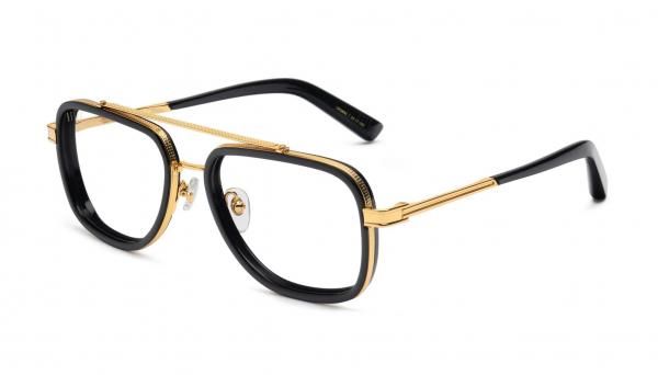 <img class='new_mark_img1' src='https://img.shop-pro.jp/img/new/icons5.gif' style='border:none;display:inline;margin:0px;padding:0px;width:auto;' />9five CROWNS Black & 24k Gold Clear Lens Glasses饦  / ֥å24K / ꥢ󥰥饹  / ʥե