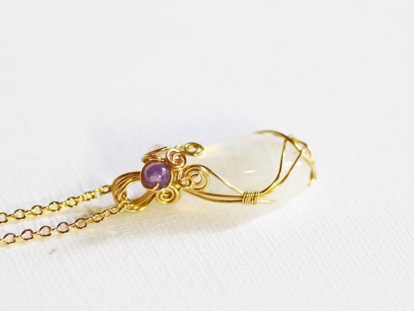 50%off!!】ワイヤーアートペンダント／ブルームーンストーン
