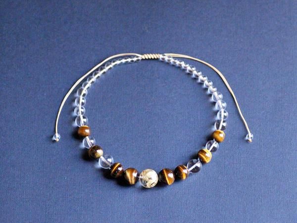 50%off!!】龍ネックレス／龍彫り（金染め）水晶丸玉18
