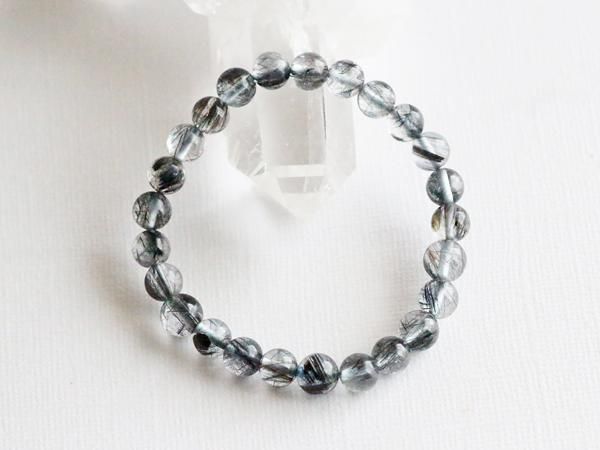 ブルールチルクォーツ 丸玉7mm／希少石ブレスレット - 貴石工房