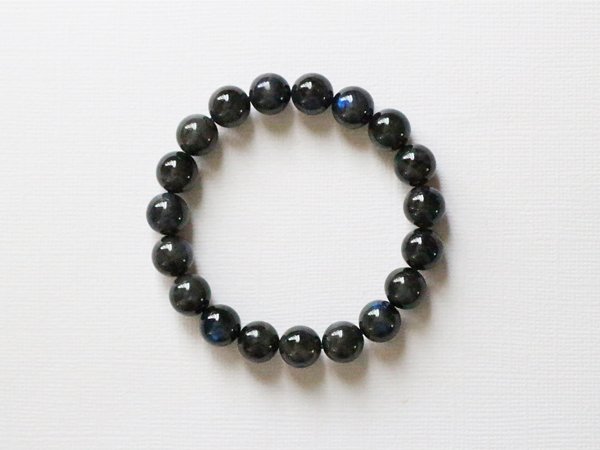 ブラックラブラドライト 丸玉10mｍ／希少石ブレスレット - 貴石工房パックOnlineShop