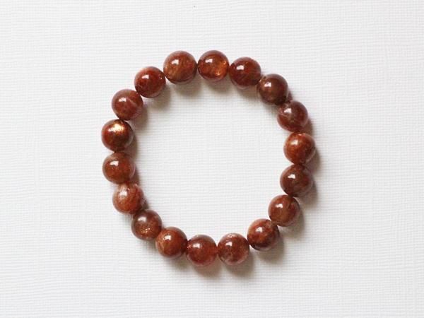 サンストーン3A 丸玉11mm／希少石ブレスレット - 貴石工房パック