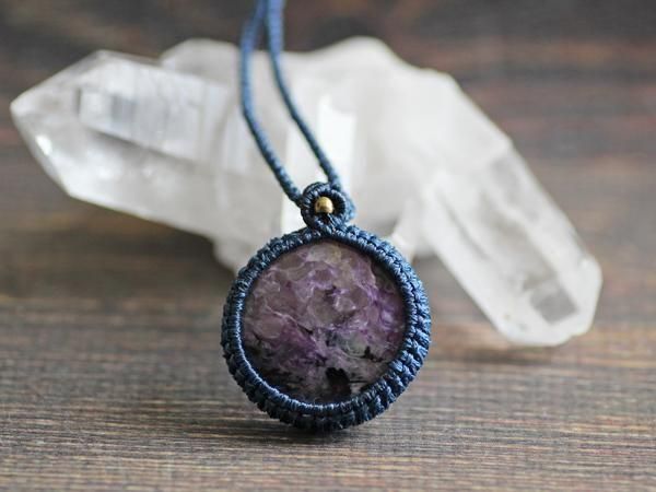 チャロアイト マクラメネックレス チャロアイト・ムーンストーン マクラメネックレス | stone JOJO