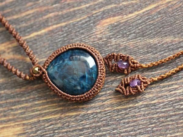 アパタイト　マクラメネックレス ♡Xmasセール♡大粒ラピスラズリ×アズロマラカイト×アパタイトの