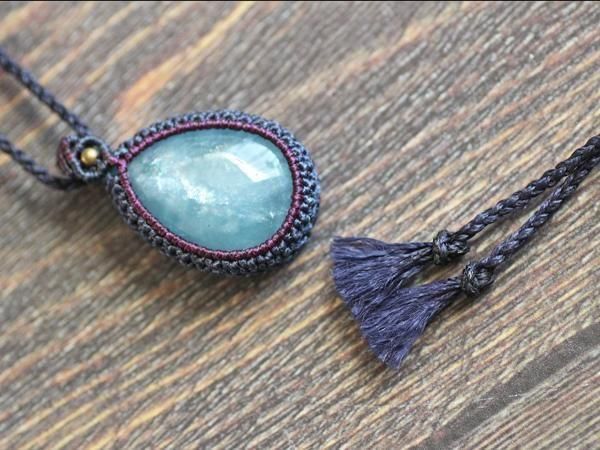 アクアマリン・アイオライトのマクラメネックレス アクアマリン・アイオライトのマクラメネックレス アクアマリン