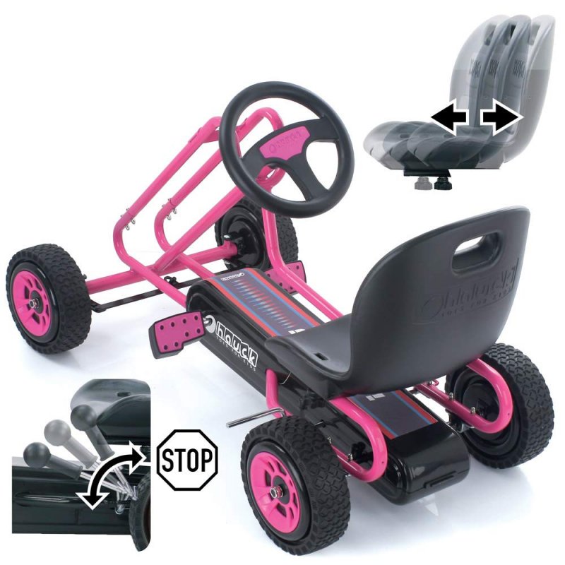  【即納】ドイツの名門ハウク・ペダル・ゴーカート＜Hauck Lightning Pedal Go Kart＞ 速走・機敏操作 頑丈フレーム しっかりグリップ 欧米のベストセラー  カラー：ピンク【画像2】