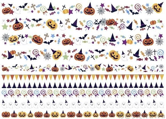 ハロウィンビッツ・ボーダー｜ポーセラーツ転写紙｜あとりえHaNa