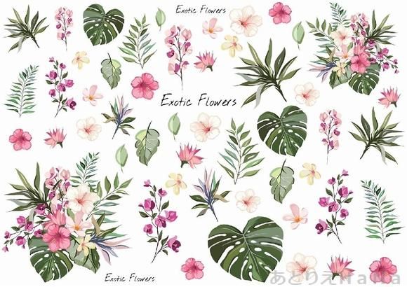 9064 Exotic Flowers｜ポーセラーツ転写紙｜あとりえHaNa