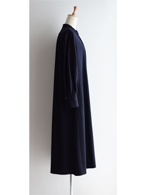 M・fil エムフィル | フラノストレッチ バンドカラードレス（ネイビー）ワンピース シャツワンピース ウール 通販 - Fine online  shop