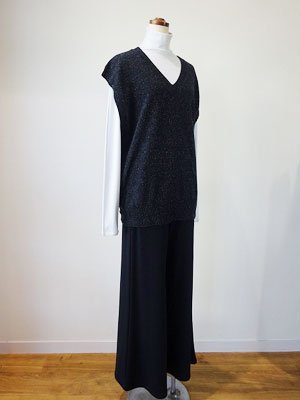 ANSPINNEN スピネン | バルキーコットン シルクネップ Vネックベスト（Dark Charcoal） 通販 - Fine online  shop