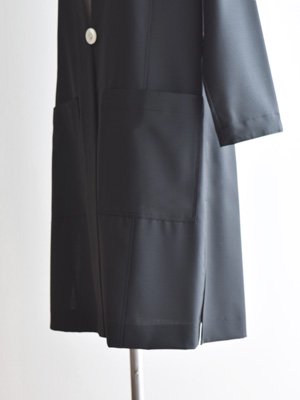 【M.fil】美品 日本製 ノーカラー ポケット ウール コート 黒 エムフィルLuLu出品物一覧