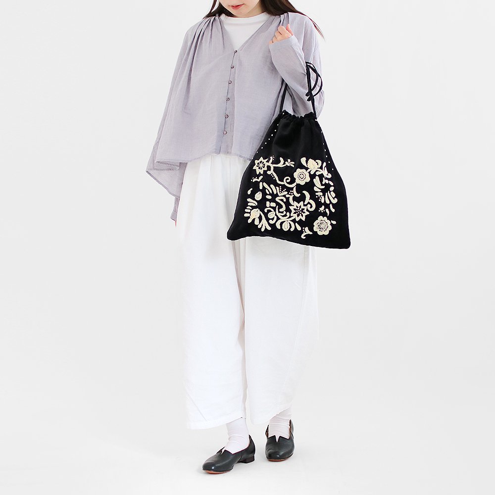 Khadi&Co. | ベルベットバッグ〈 FLORA 〉 Black