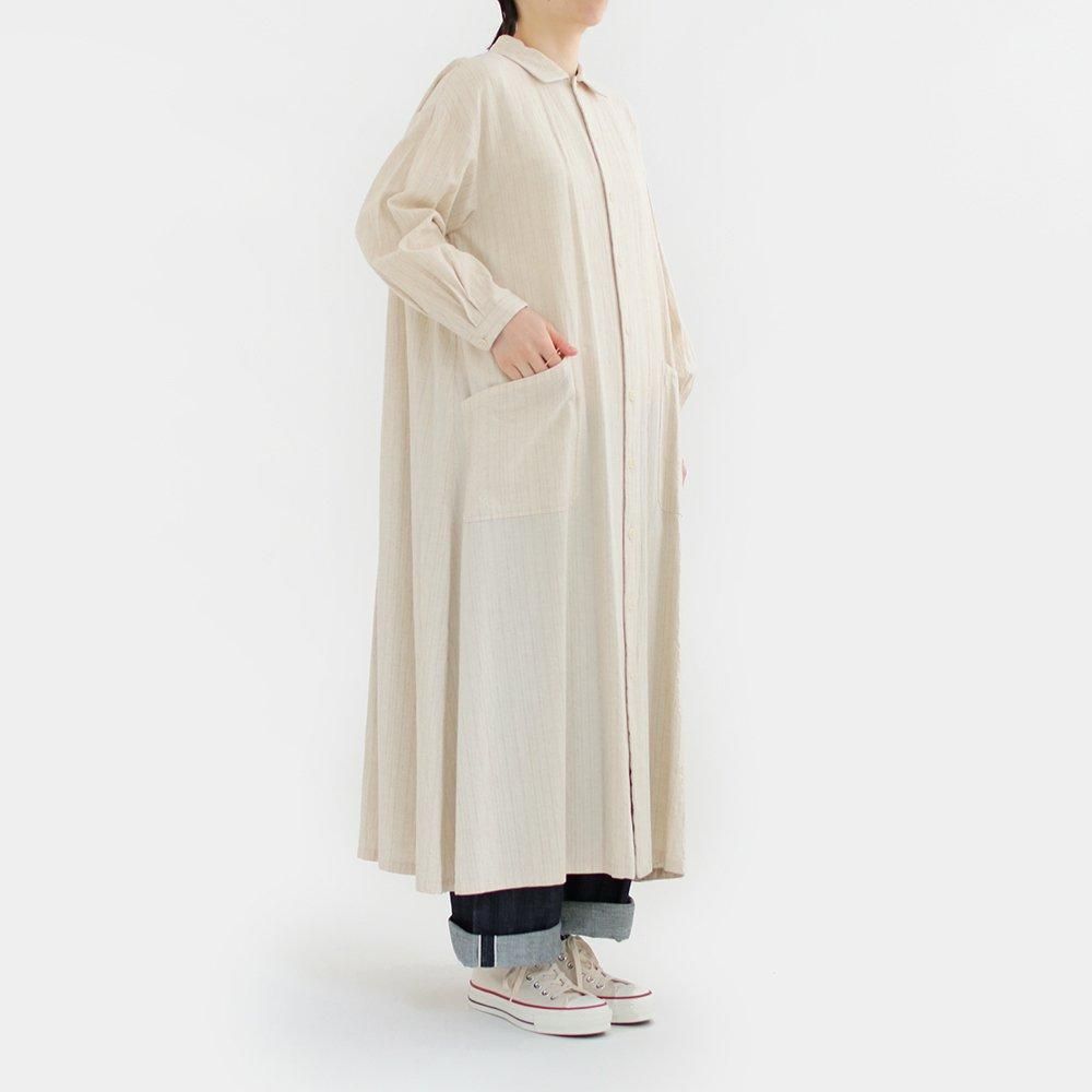Yaeca Write コットンリネンシャツワンピース Natural Stripe F0522tc161 Yaeca Write コットンリネンシャツワンピース Natural Stripe F0522tc161