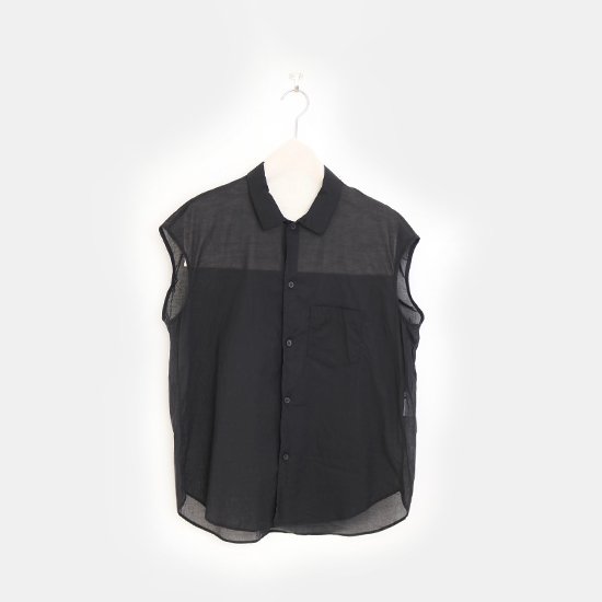 ゴーシュ | 80/1コットンローンフレンチスリーブシャツ Black | F019221TS506