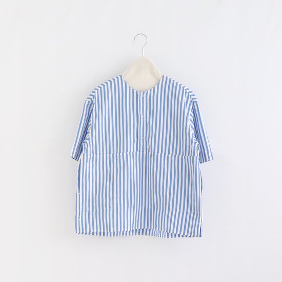 Charpentier de Vaisseau | 3リングボタンシャツ〈 Selma 〉White×Blue Wide Stripe | C003211TS432