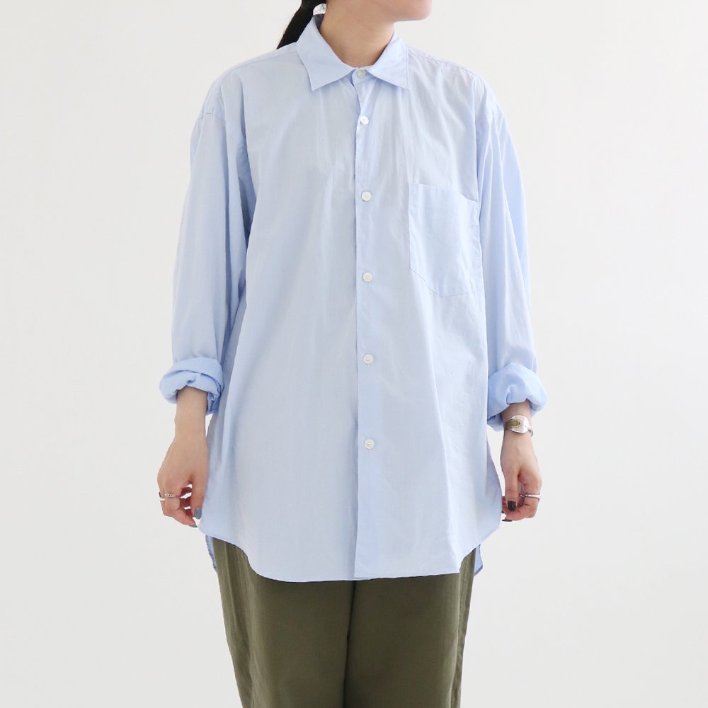 コモリ comoli 22aw ツイルシャツ サックス ブルー | myglobaltax.com