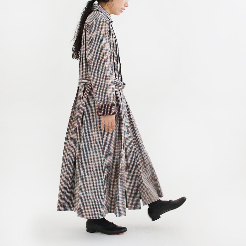 Khadi and Co. | チェックプリントドレス〈 VENTOUX 〉 Brown×Navy Check