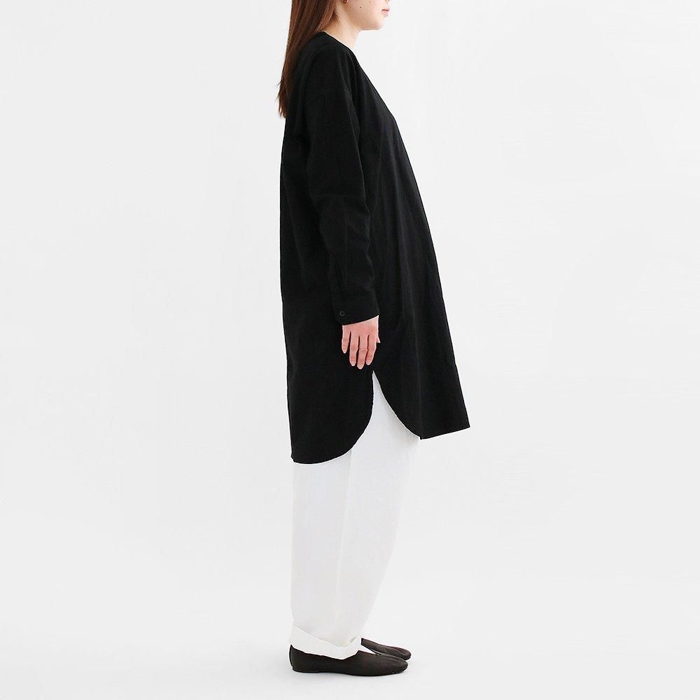 ゴーシュ | コットンリネンライトキャンバスロングシャツ Black ゴーシュ | コットンリネンライトキャンバスロングシャツ Black