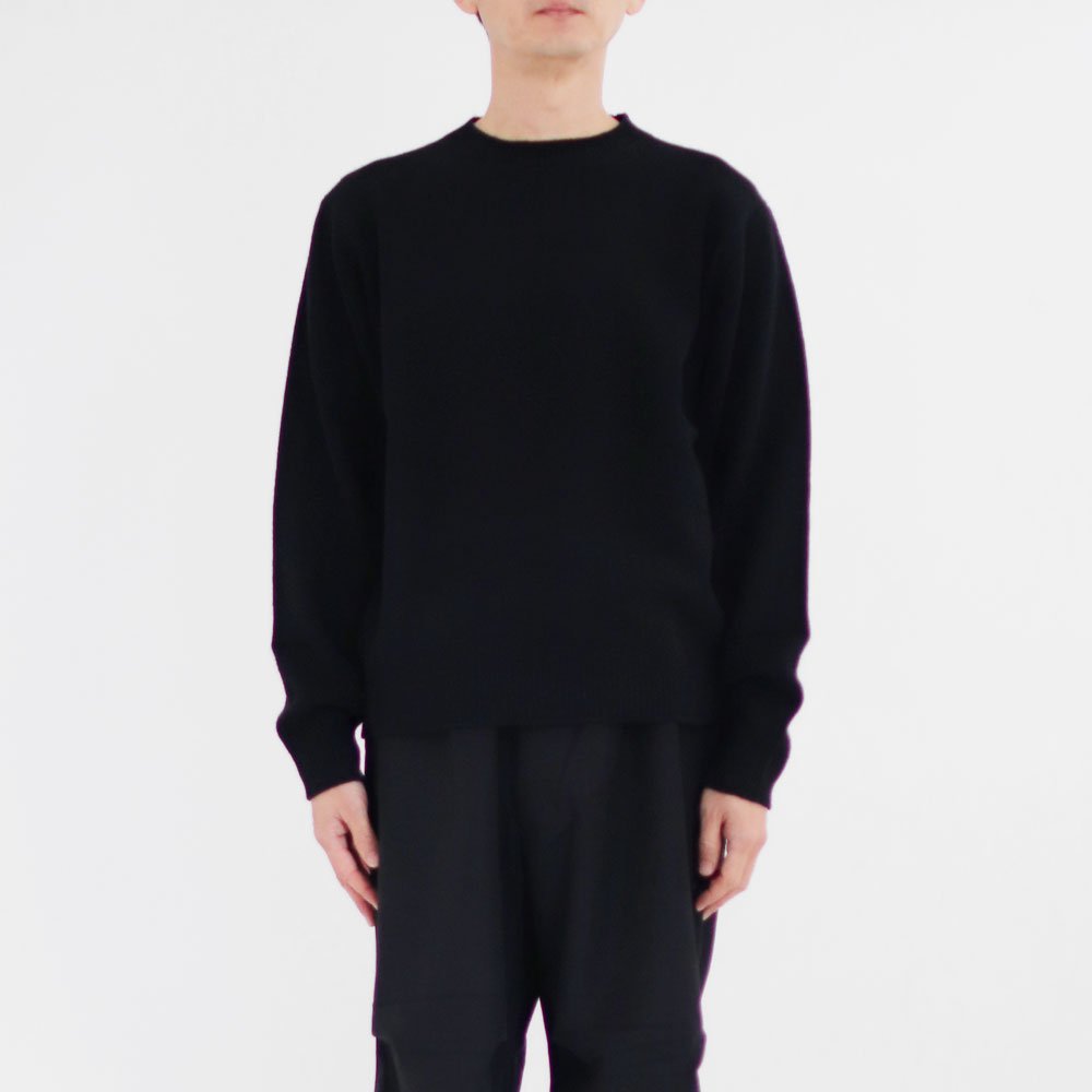 Comoli | ラムズウールクルーネックニット Black