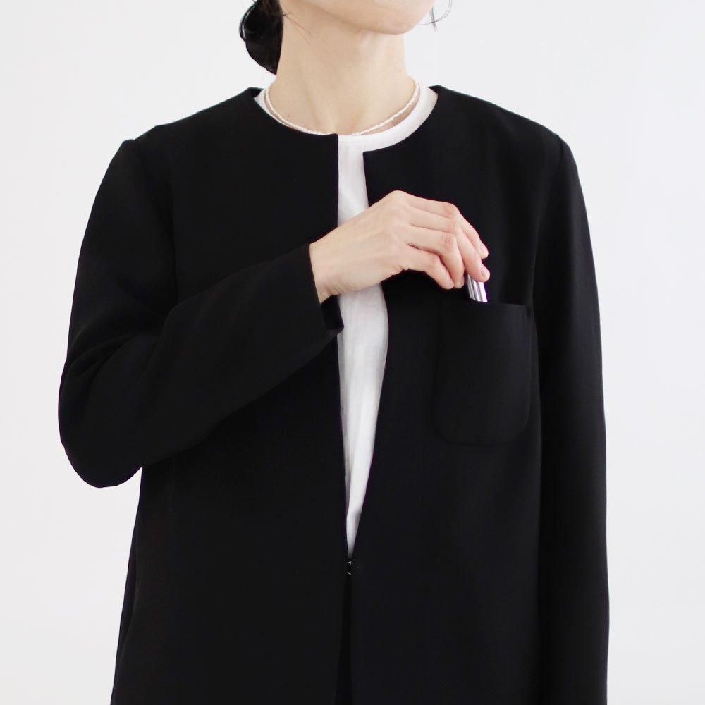 ゴーシュ | ストレッチブラックノーカラージャケット Black