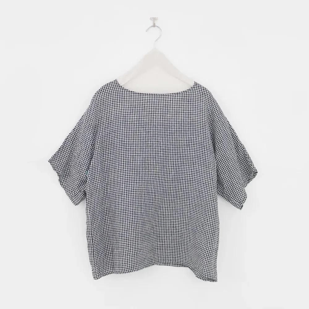 Atelier d'antan | チェックリネンプルオーバーブラウス