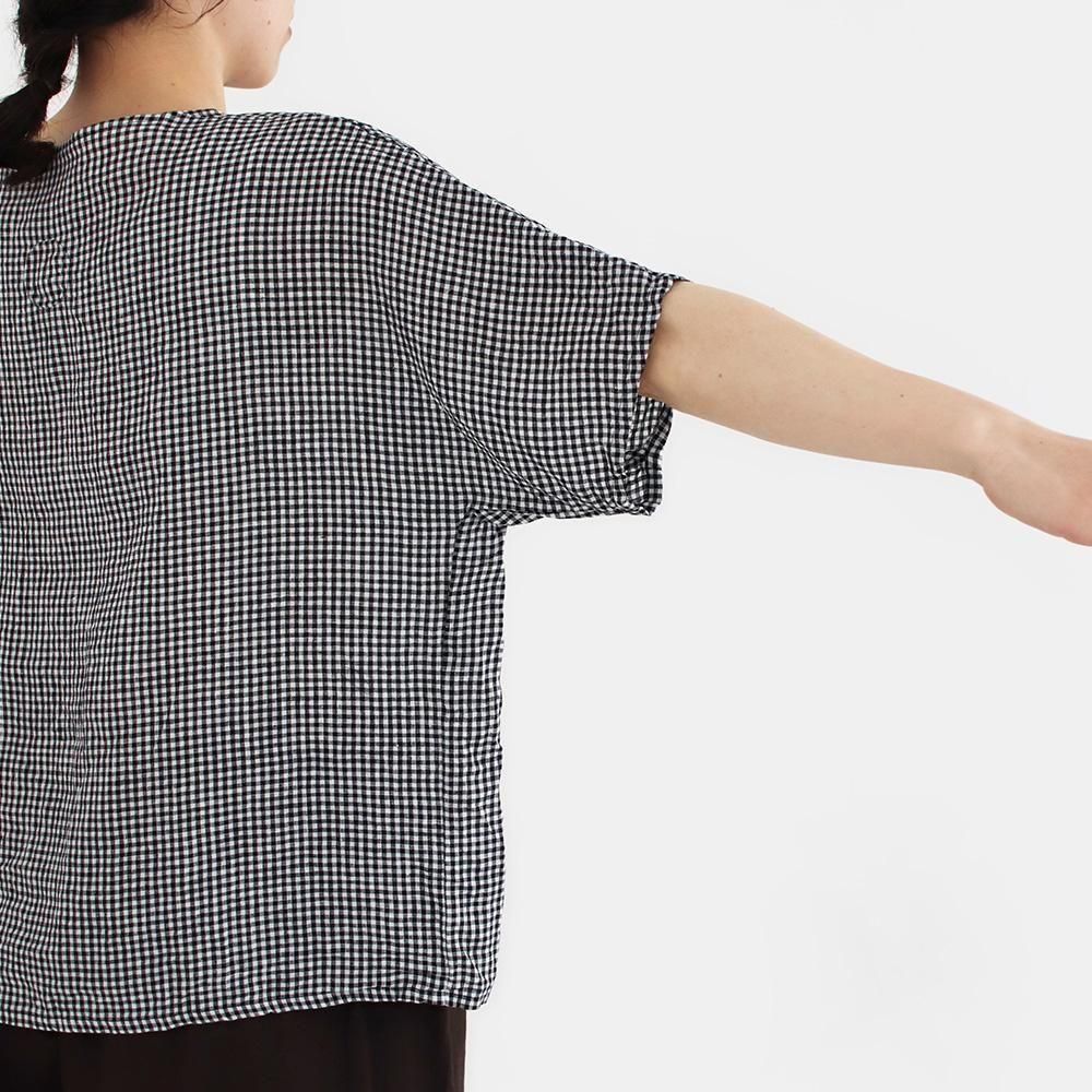 Atelier d'antan | チェックリネンプルオーバーブラウス