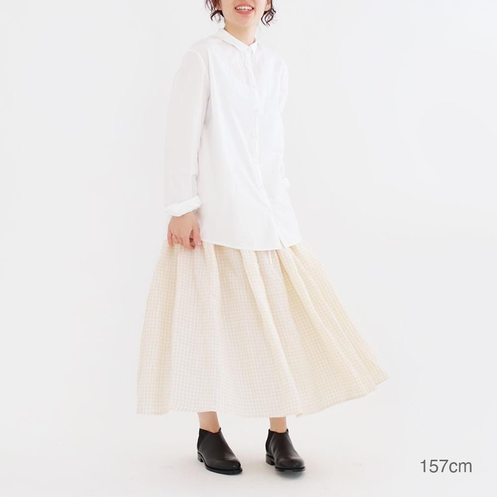 【人気ショップが最安値挑戦！】 | Apuntob リネンギャザースカート Check Beige スカート