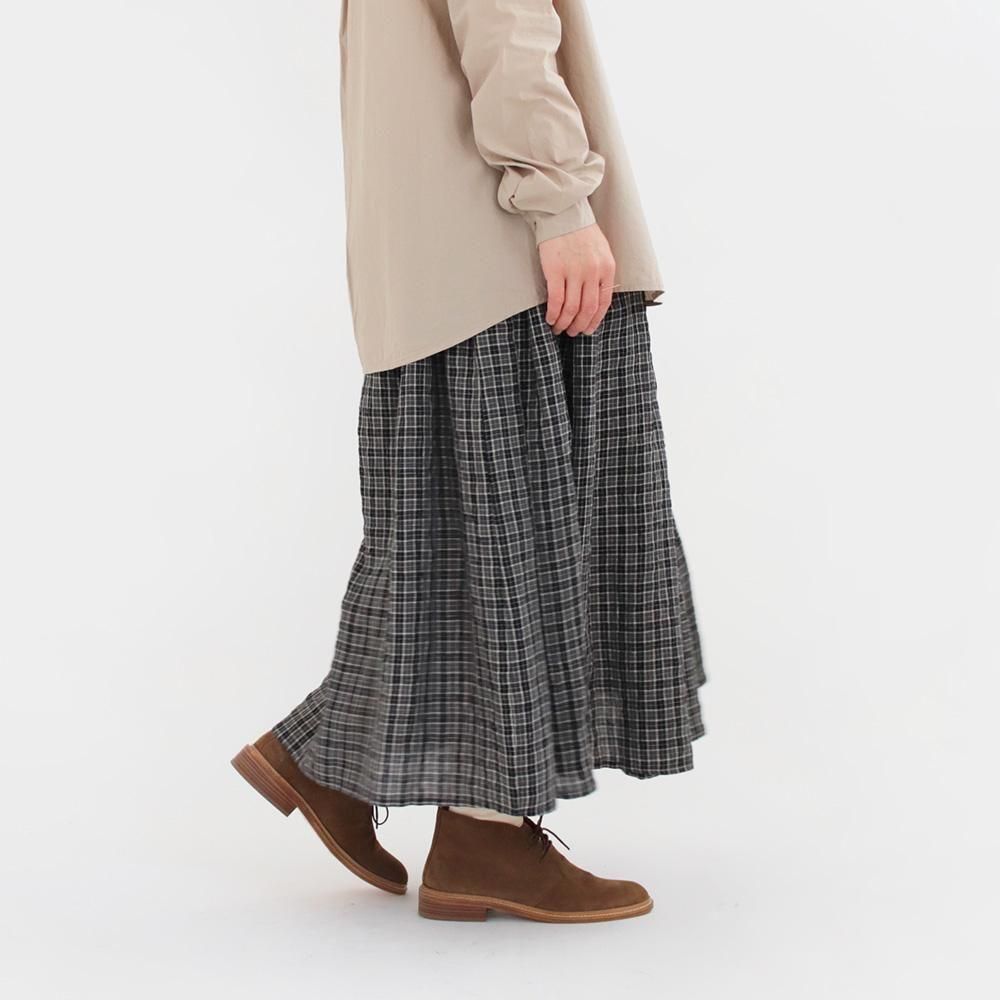 apuntobリネンスカート Apuntob | リネンギャザースカート Black Gray Check