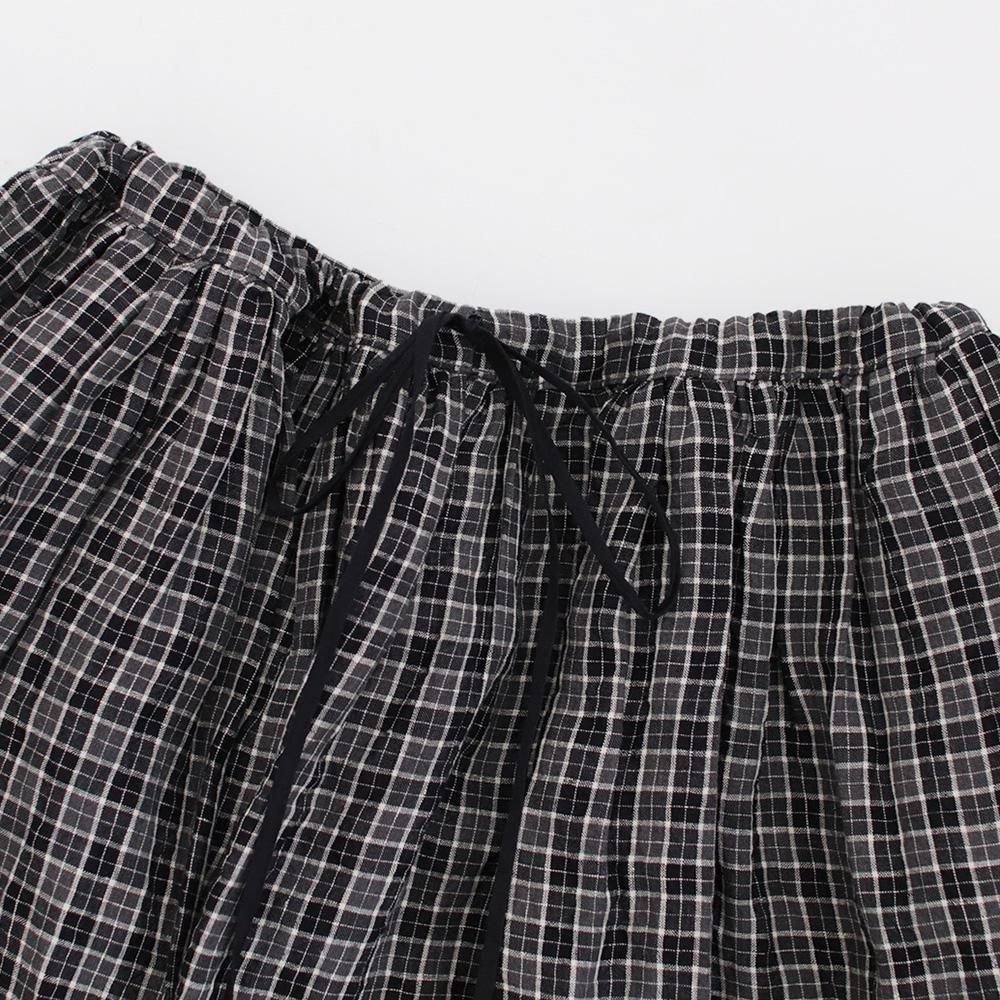 apuntobリネンスカート Apuntob | リネンギャザースカート Black Gray Check