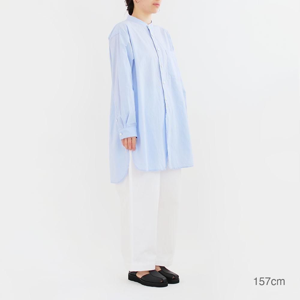 TOUJOURS バンドカラー起毛ロングシャツ 紺 1 コットン100 日本製 TOUJOURS バンドカラー起毛ロングシャツ 紺 1 コットン100 日本