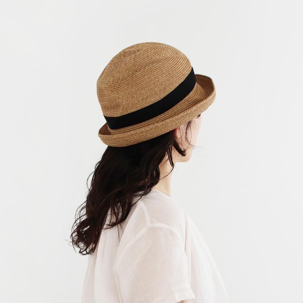 Mature ha. | ボックスハット オーガンジーリボン Brown × Black