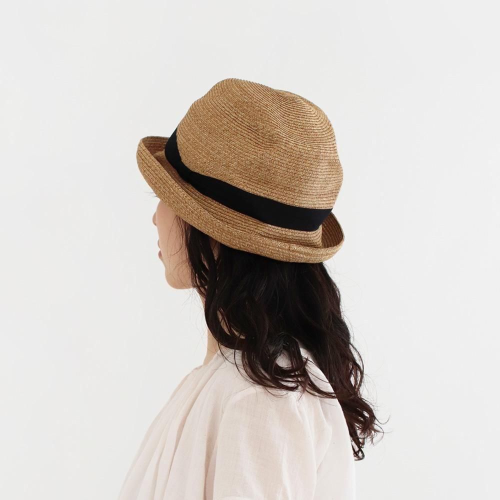 Mature ha. | ボックスハット オーガンジーリボン Brown × Black