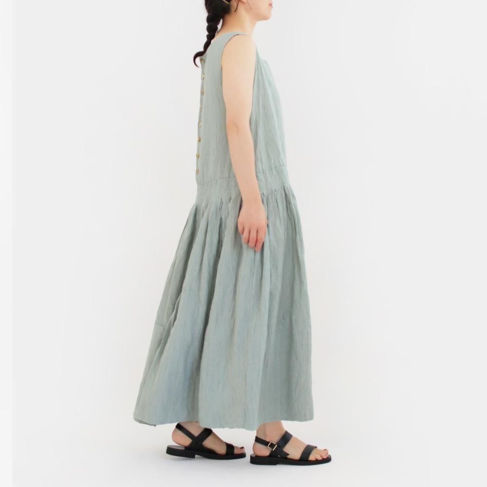 美品 RIELLE riche ストライプ コットンリネン オールインワン Ricorrrobe | リネンストライプドレス〈 t coco 〉 Light Blue