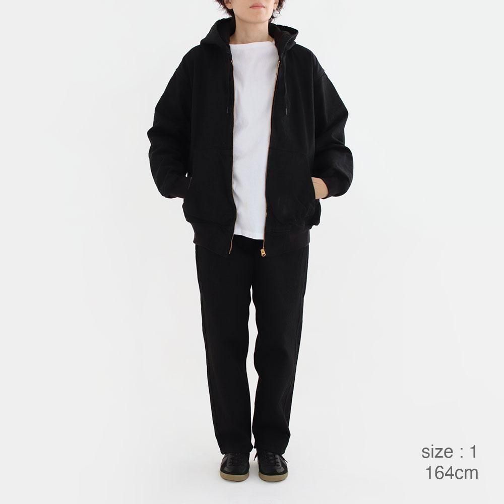 Comoli | ブラックデニム ジップパーカ Black