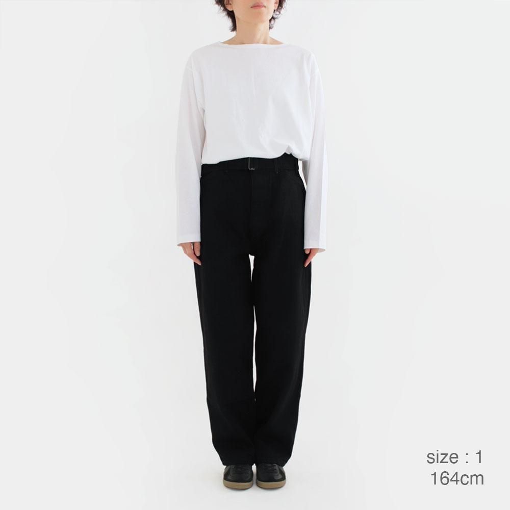 comoli ベルテッドデニム 2 ブラック COMOLI」デニム ベルテッドパンツ