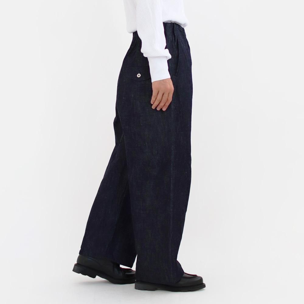 ゴーシュ セルベッジデニム ワイドパンツ　美品 セルベッジデニムポケット付きワイドパンツ col.Navy | PEOPLE