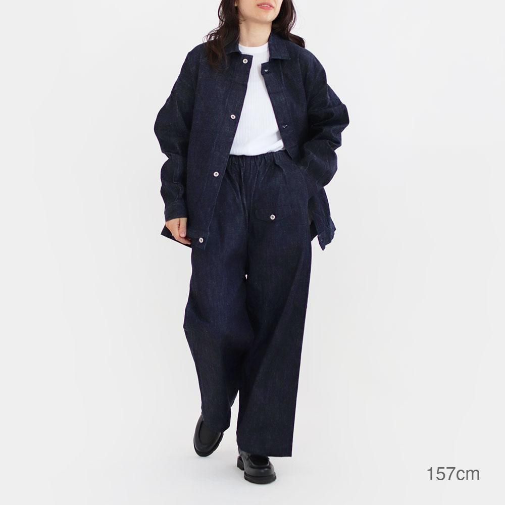 ゴーシュ セルベッジデニム ワイドパンツ　美品 セルベッジデニムポケット付きワイドパンツ col.Navy | PEOPLE