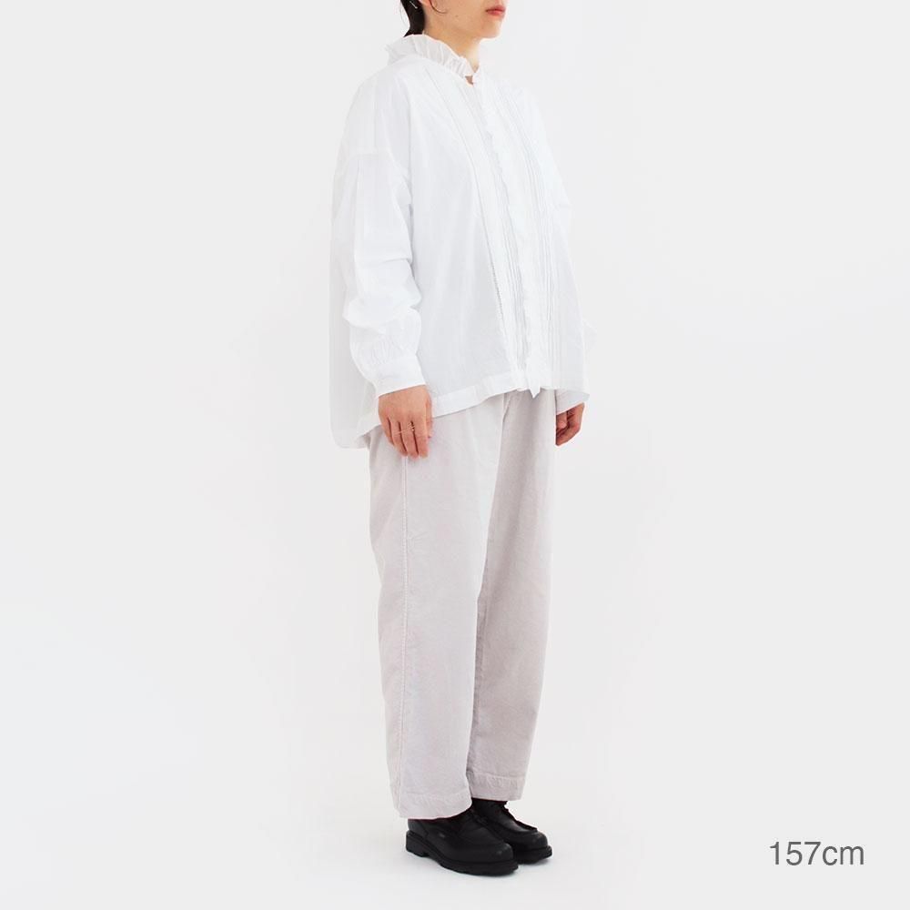 Toujours | レースピンタックラッフルシャツ White