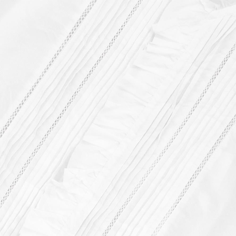 Toujours | レースピンタックラッフルシャツ White