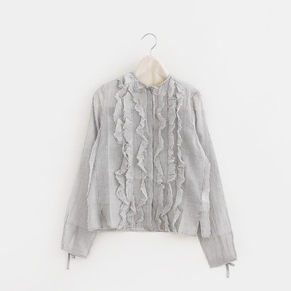 Khadi&Co. | シルクコットンブラウス〈 RACHEL 〉 White×Grey Stripe