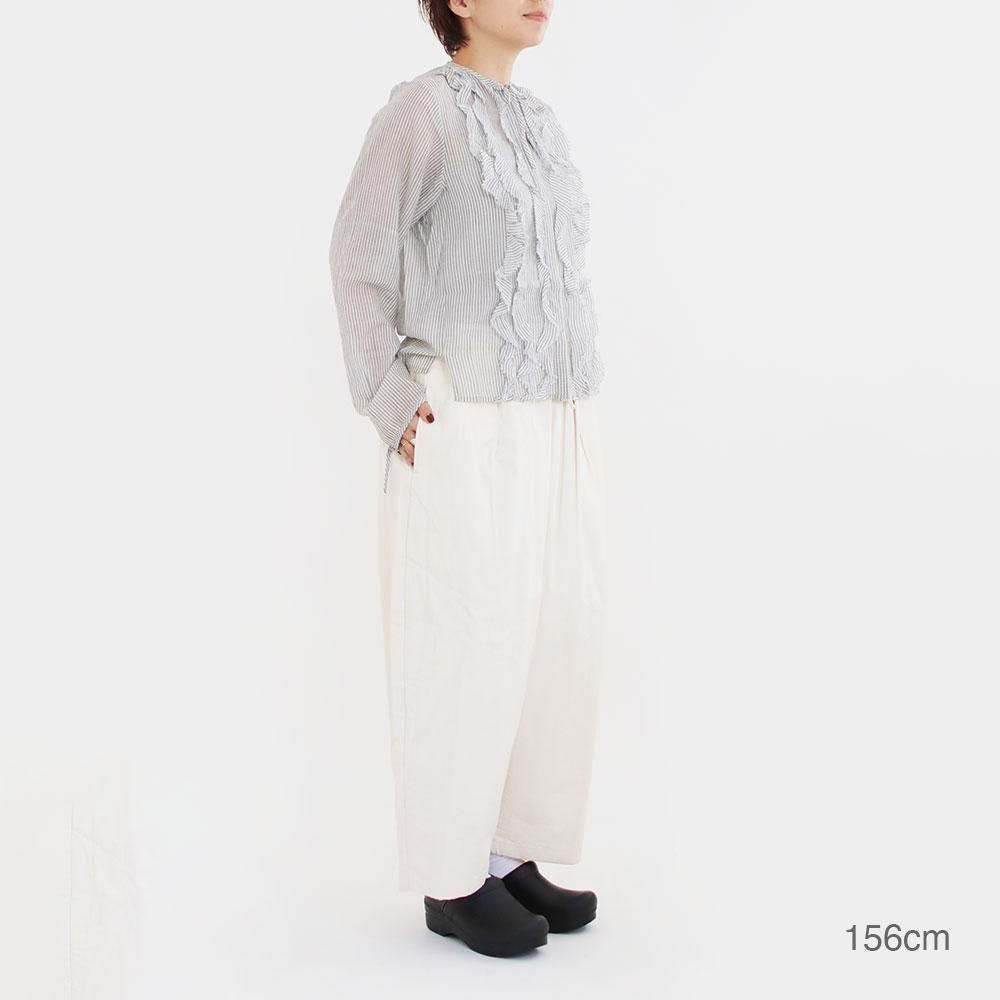 Khadi&co カディアンドコー　ブラウス Khadi&Co. | シルクコットンブラウス〈 RACHEL 〉 White×Grey Stripe
