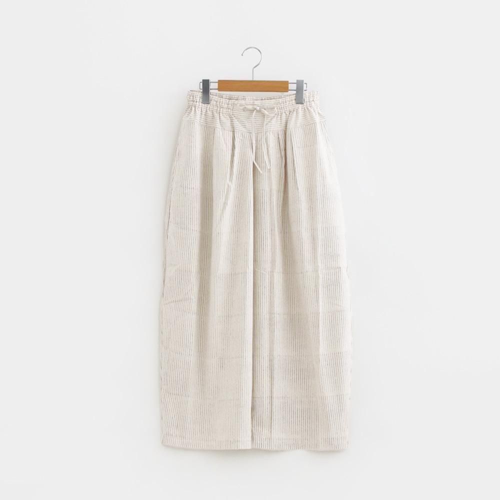 Khadi&Co. | ブロックプリントコットンパンツ〈 STAR 〉<br>Natural×Black Stripe