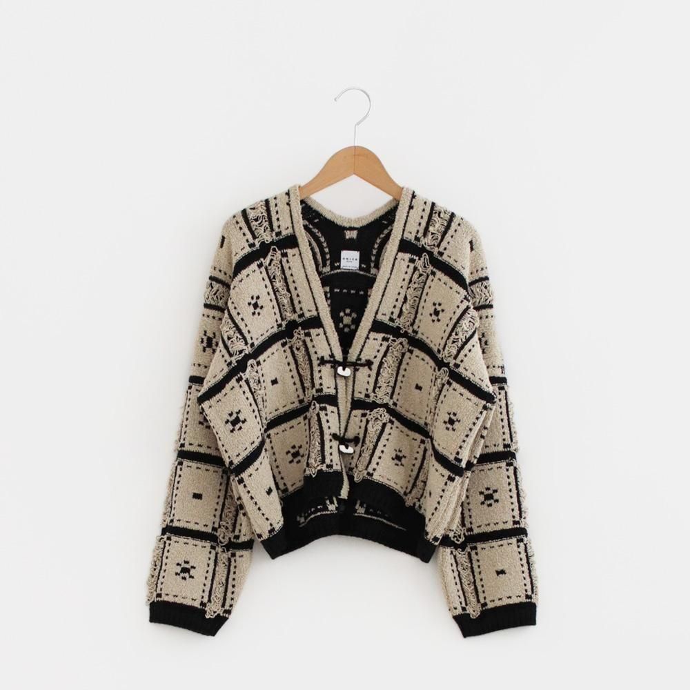 Onica | ブロックジャガードニットジャケット Beige